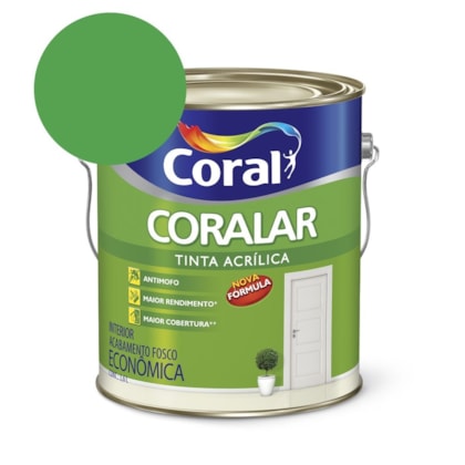 Tinta Acrílica Econômica Coralar Acrílico Fosco Verde Timbalada 3.6l Coral