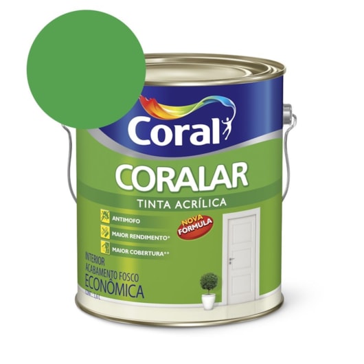 Tinta Acrílica Econômica Coralar Acrílico Fosco Verde Timbalada 3.6l Coral - Imagem principal - 4df9e744-77dd-41c7-9f1e-627e884463b8