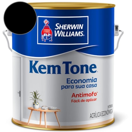 Tinta Acrílica Kemtone Fosco Preto Sherwin Williams 3,6L