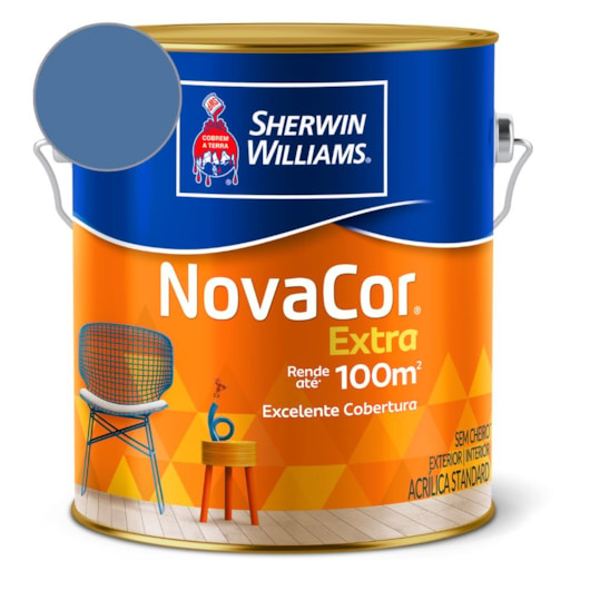Tinta Acrílica  NovaCor Extra Fosco Azul Indigo Sherwin Williams 3,6L - Imagem principal - d414a884-2bd3-466d-95dd-cdc6bc731d4f