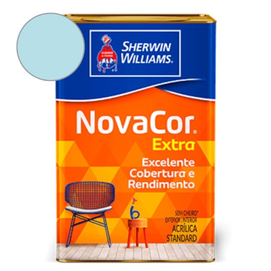 Tinta Acrílica  NovaCor Extra Fosco Azul Sereno Sherwin Williams 18L - Imagem principal - 7f9764d4-7e5f-417c-bcc7-1e82852298ce