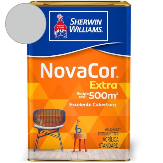 Tinta Acrílica NovaCor Extra Fosco Cinza Alpes Sherwin Williams 18L - Imagem principal - 4e7e5144-bff6-40fa-949f-27925082088e