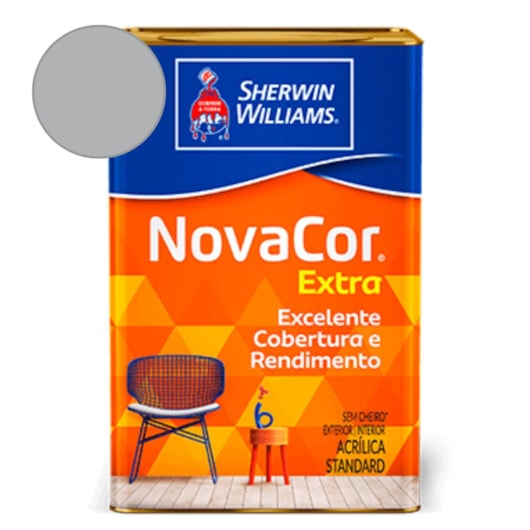 Tinta Acrílica  NovaCor Extra Fosco Cinza Barbatana Sherwin Williams 18L - Imagem principal - 70fbf314-49f1-4843-b477-7b4931180852