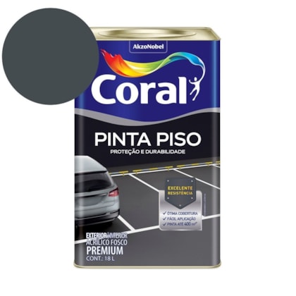 Tinta Acrílica Pinta Piso Cinza Escuro Fosco Coral 18L