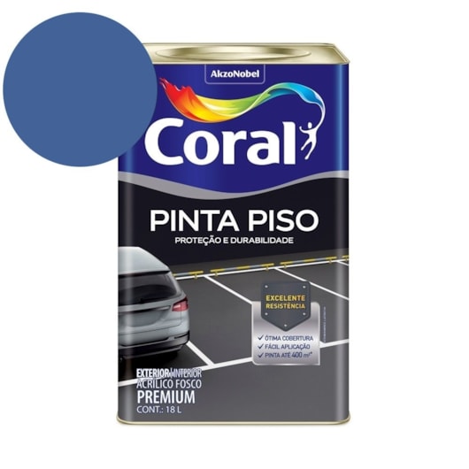 Tinta Acrílica Pinta Piso Fosco Azul 18l Coral - Imagem principal - 039893b0-6c6c-461f-86b9-a977f7410181