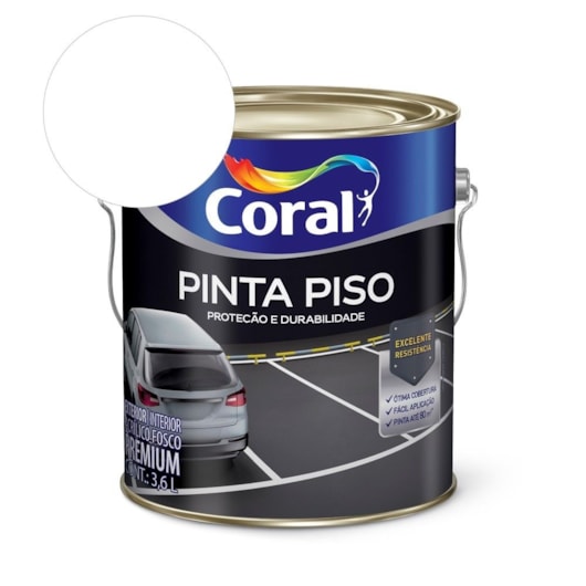 Tinta Acrílica Pinta Piso Fosco Branco 3.6l Coral - Imagem principal - 5ae905d3-3aad-40de-b082-f15f2a715771