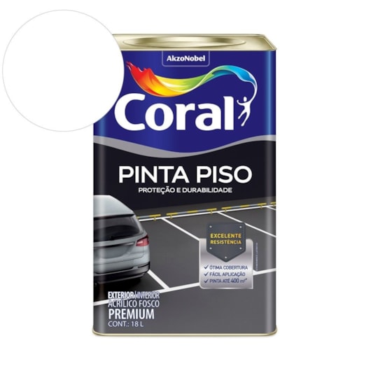 Tinta Acrílica Pinta Piso Fosco Branco Coral 18L - Imagem principal - 7f411518-75f6-43ed-9615-b2c4bd4ca46a