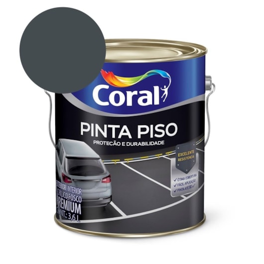 Tinta Acrílica Pinta Piso Fosco Cinza Escuro 3.6l Coral - Imagem principal - 6518425e-f566-4671-af85-545ae7b860ad