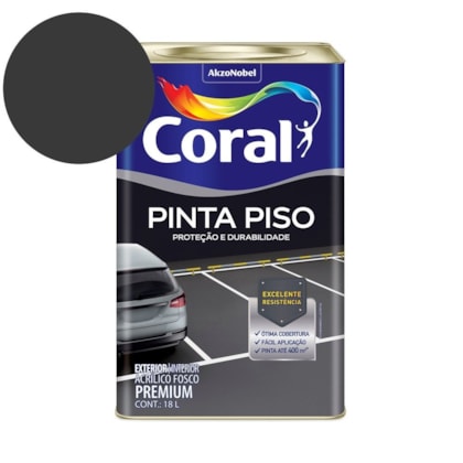 Tinta Acrílica Pinta Piso Fosco Preto Coral 18L