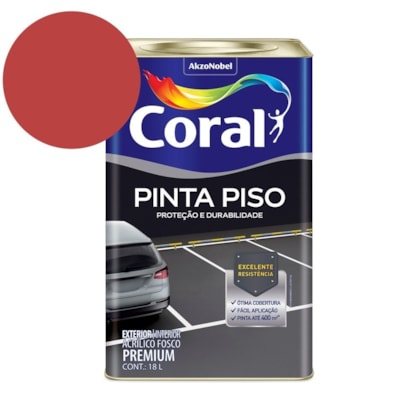 Tinta Acrílica Pinta Piso Fosco Vermelho Segurança 18l Coral