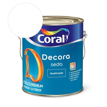 Tinta Acrílica Premium Acetinado Decora Seda Branco Neve Coral 3,6l