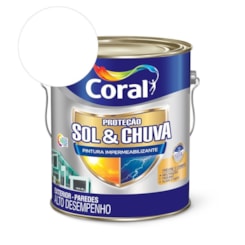 Tinta Acrílica Premium Eggshell Proteção Sol & Chuva Pintura Impermeabilizante Branco 3,6L Coral