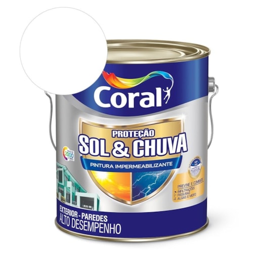 Tinta Acrílica Premium Eggshell Proteção Sol & Chuva Pintura Impermeabilizante Branco 3,6L Coral - Imagem principal - 46893331-c868-40eb-8276-28eaf9ce0aee