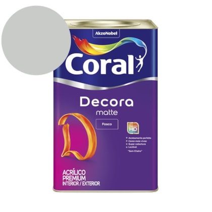 Tinta Acrílica Premium Fosco Decora Matte Algodão Cinzento Coral 18l