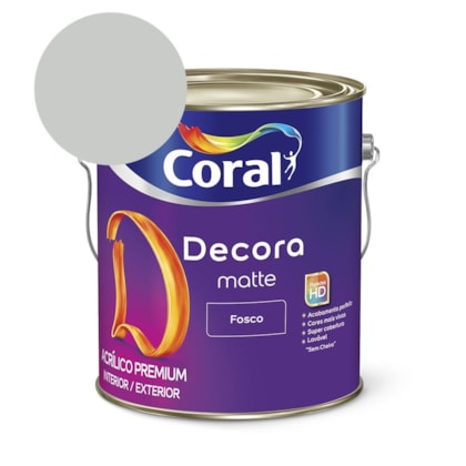 Tinta Acrílica Premium Fosco Decora Matte Algodão Cinzento Coral 3,6l