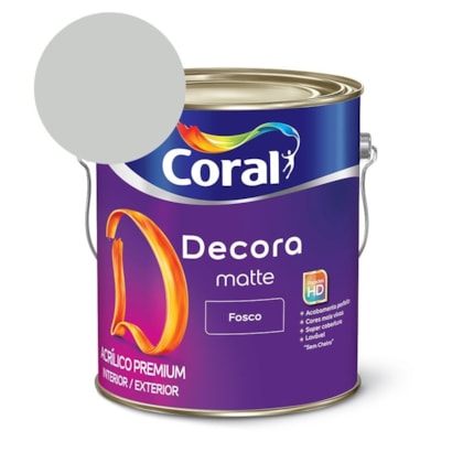 Tinta Acrílica Premium Fosco Decora Matte Algodão Cinzento Coral 3,6l