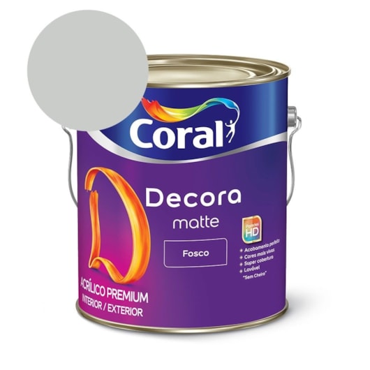 Tinta Acrílica Premium Fosco Decora Matte Algodão Cinzento Coral 3,6l - Imagem principal - 9d9b320d-51f8-49af-adc4-9621fca5b62a