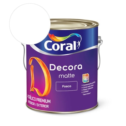 Tinta Acrílica Premium Fosco Decora Matte Branco Neve Coral 3,6l