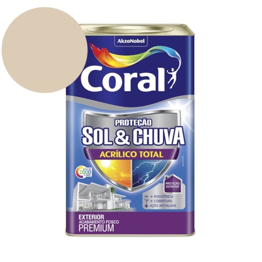 Tinta Acrílica Premium Fosco Proteção Sol & Chuva Acrílico Total Areia Coral 18L - Imagem principal - 5f545aa9-0cd4-427c-bf32-aa7405162df9