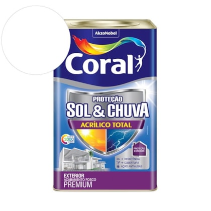 Tinta Acrílica Premium Fosco Proteção Sol & Chuva Acrílico Total Branco 18L Coral