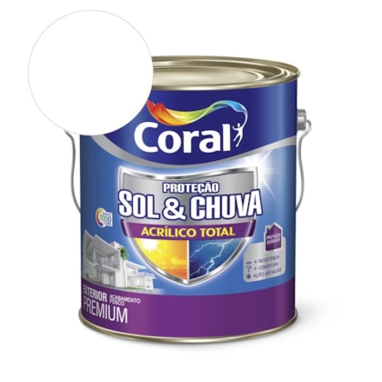 Tinta Acrílica Premium Fosco Proteção Sol & Chuva Acrílico Total Branco 3,6L Coral