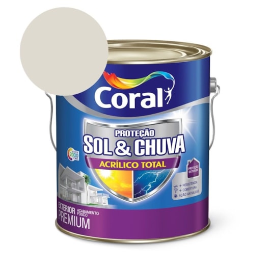 Tinta Acrílica Premium Fosco Proteção Sol & Chuva Acrílico Total Branco Gelo 3,6L Coral - Imagem principal - 8ad7bc19-93b3-4220-86eb-749fb500e2bd