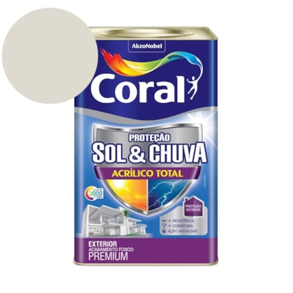 Tinta Acrílica Premium Fosco Proteção Sol & Chuva Acrílico Total Branco Gelo Coral 18L