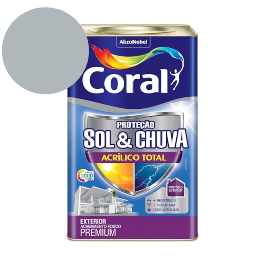 Tinta Acrílica Premium Fosco Proteção Sol & Chuva Acrílico Total Colar Prata 18L Coral - Imagem principal - 3084c14e-a3d9-4f2a-8828-a0c63f3d6f43