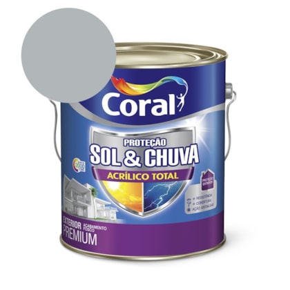 Tinta Acrílica Premium Fosco Proteção Sol & Chuva Acrílico Total Colar Prata 3,6L Coral