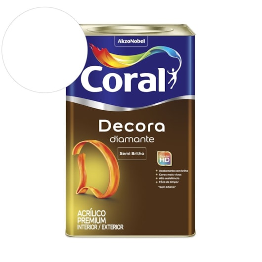 Tinta Acrílica Premium Semi Brilho Decora Diamante Branco Neve Coral 18l - Imagem principal - 8781c7e0-5837-4006-8d42-c7468e5684a8