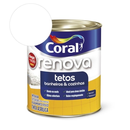 Tinta Acrílica Renova Banheiros E Cozinhas Fosco Branco 900ml Coral