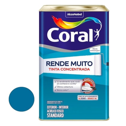 Tinta Acrílica Standard Fosco Rende Muito Azul Profundo 16l Coral