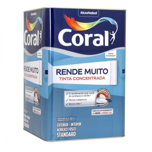 Tinta Acrílica Standard Fosco Rende Muito Branco Gelo 16l Coral - Imagem principal - e08d26dc-3318-4d31-894b-7d27b3e2a8d5