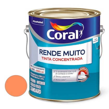 Tinta Acrílica Standard Fosco Rende Muito Laranja Imperial 3,2l Coral