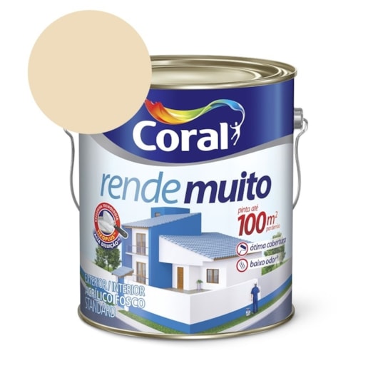 Tinta Acrílica Standard Fosco Rende Muito Marfim 3,2l Coral - Imagem principal - 1627b1c3-3dda-46ab-9e66-37f46d4a5149