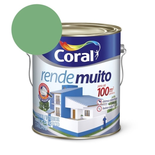 Tinta Acrílica Standard Fosco Rende Muito Verde Angra 3,2l Coral - Imagem principal - 20fa7ee2-36c0-49ea-bf7c-3f8ea3cd64ff