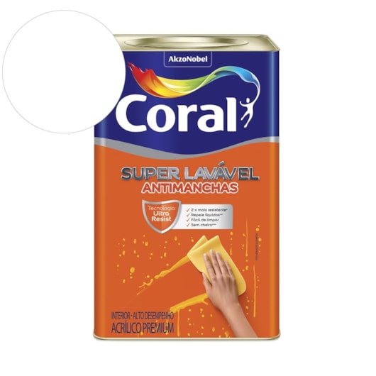 Tinta Acrílica Super Lavavel Branco Coral 18L - Imagem principal - fe1b0a6d-d7d6-48be-afa3-b400e9a05fdf