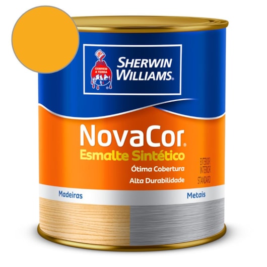 Tinta Esmalte Sintético Alto Brilho NovaCor Amarelo Sherwin Williams 0,9L - Imagem principal - 9ed65571-cc3b-4456-bc04-1fa8c3a0e960