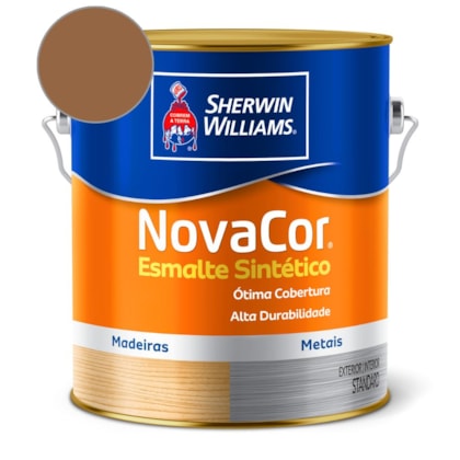 Tinta Esmalte Sintético Alto Brilho NovaCor Marrom Conhaque Sherwin Williams 3,6L