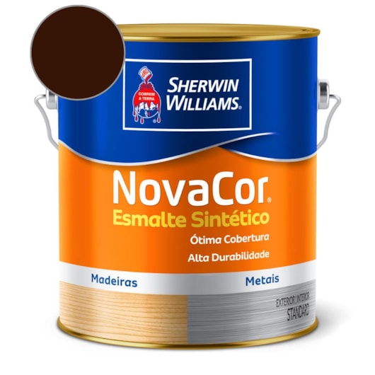 Tinta Esmalte Sintético Alto Brilho NovaCor Marrom Sherwin Williams 3,6L - Imagem principal - 175b7aef-29e2-46da-a938-8b665e21a2bb