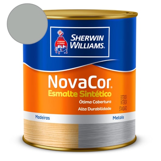 Tinta Esmalte Sintético Alto Brilho NovaCor Platina Sherwin Williams 0,9L - Imagem principal - 83bf0523-7d81-44ac-8559-792bdd492a7b