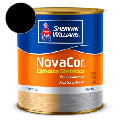 Tinta Esmalte Sintético Alto Brilho NovaCor Preto Sherwin Williams 0,9L