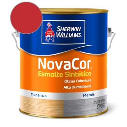 Tinta Esmalte Sintético Alto Brilho NovaCor Vermelho Sherwin Williams 3,6L