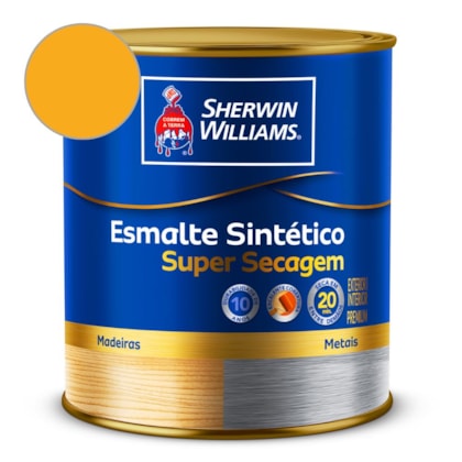Tinta Esmalte Super Secagem Alto Brilho Amarelo Ouro  Sherwin Williams 0,9L