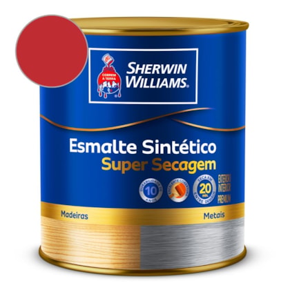 Tinta Esmalte Super Secagem Alto Brilho Vermelho Sherwin Williams 0,9L