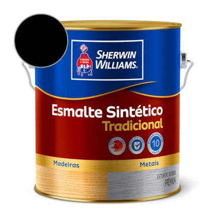 Tinta Esmalte Tradicional Alto Brilho Preto Sherwin Williams 0,9L