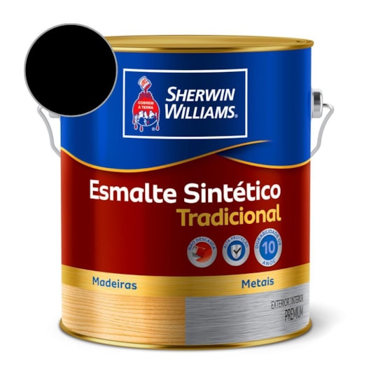 Tinta Esmalte Tradicional Alto Brilho Preto Sherwin Williams 3,6L - Imagem principal - 1bf806cb-f834-4f77-bacd-a8c6ed03450d