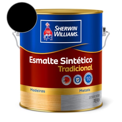 Tinta Esmalte Tradicional Preto Fosco Sherwin Williams 0,9L