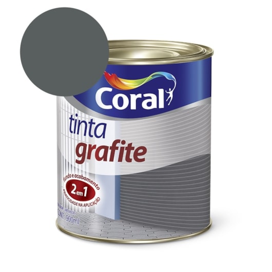 Tinta Para Metal Tinta Grafite Fosco Cinza Escuro 900ml Coral - Imagem principal - 0de7415c-4944-41cc-b686-0fbc2117f99b