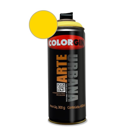 Tinta Spray Arte Urbana Amarelo Canario Colorgin 350g - Imagem principal - a1950786-54c1-4cd8-8f79-b5d35ee2e379